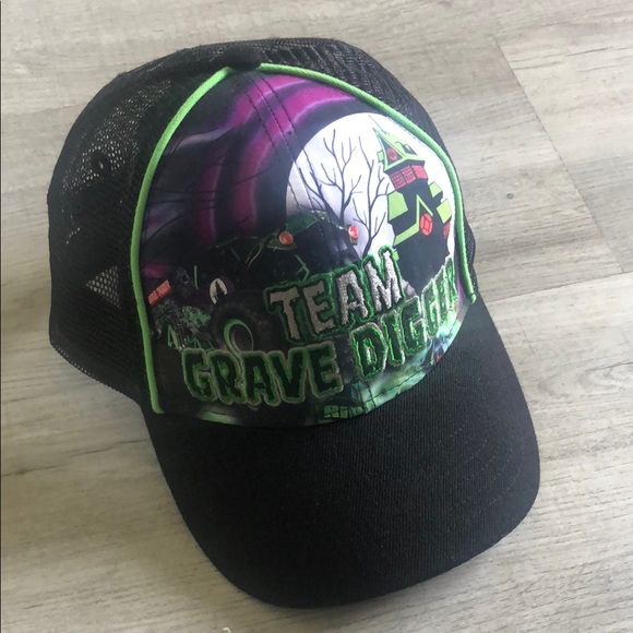 Team Grave Digger Kids Hat - Black and Green - Picture 1 of 6